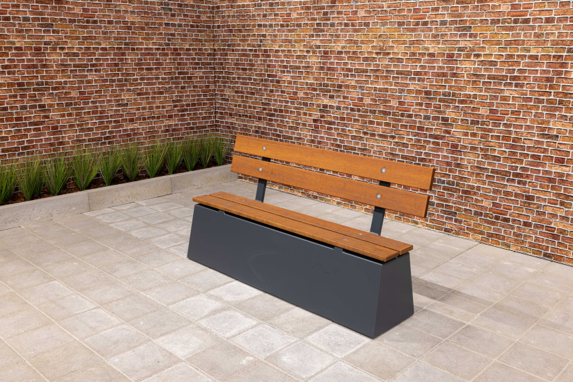 Banc DeLuxe en anthracite laqué avec dossier